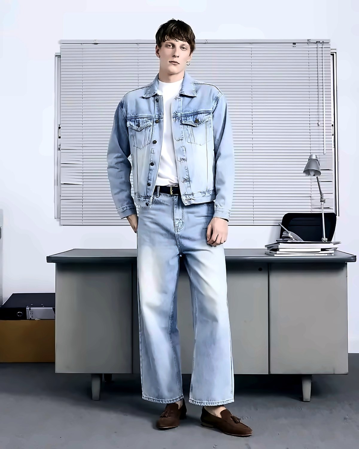 Ensemble veste et jean en denim clair